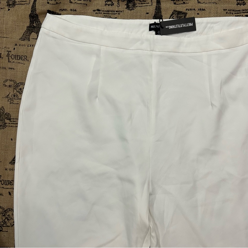 Prettylittlething NWT! Plus White Tailored Fitted Trousers Pant Size 18 - Picture 6 of 12